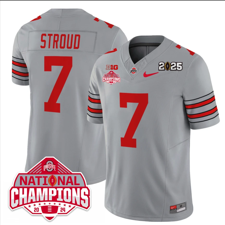 C J Stroud Jersey #7 Ohio State 2025 CFP Patch National Champions by My Store NCAA Football Jerseys