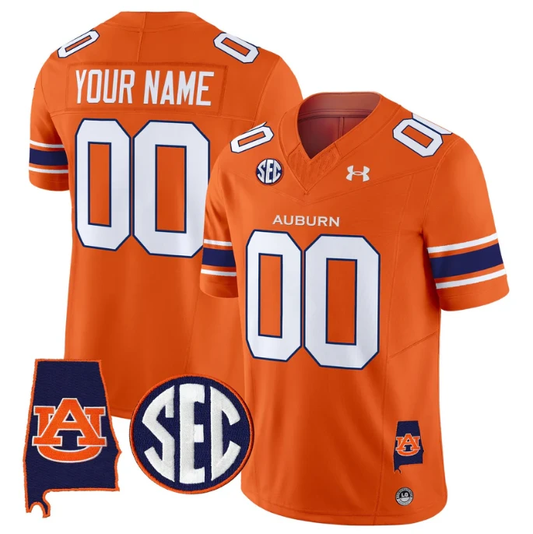 Custom Auburn Tigers Jersey Name, Number 2025 Alabama Patch Stitched Orange by My Store NCAA Football Jerseys