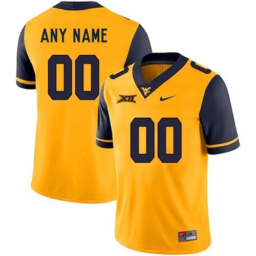 Custom West Virginia Mountaineers Jersey Name and Number NCAA College Football Yellow by My Store