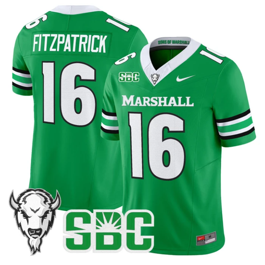 Christian Fitzpatrick Jersey #16 Marshall Thundering Herd 2025 Stitched Green by My Store
