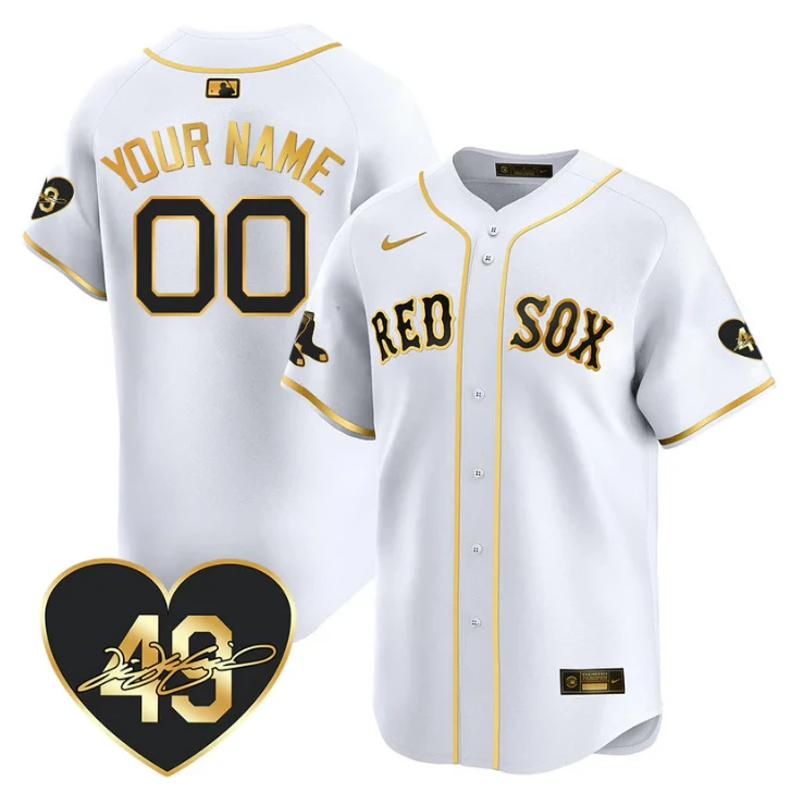 Custom Boston Red Sox Jersey Tim Wakefield Limited Memorial Patch Stitched White Gold by My Store