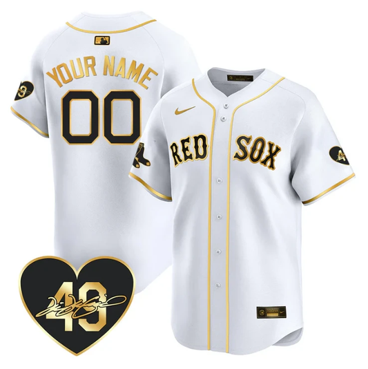Custom Boston Red Sox Jersey Tim Wakefield Limited Memorial Patch Stitched White Gold by My Store