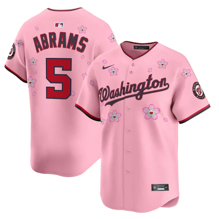 CJ Abrams Jersey #5 Washington Nationals Cherry Blossom Vapor Premier Limited Stitched by My Store