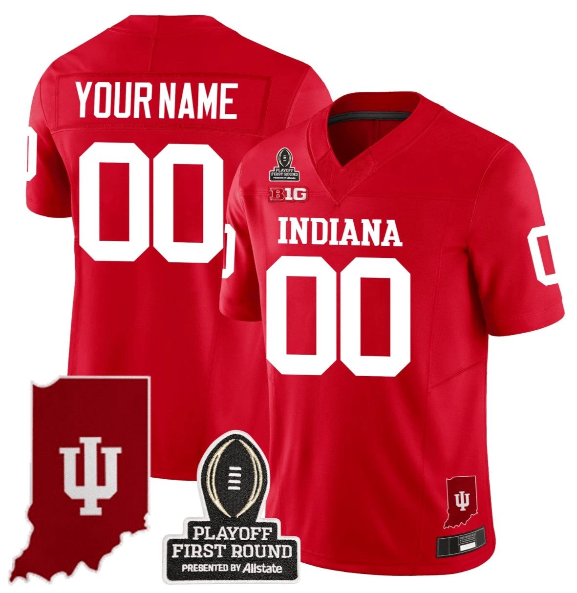 Custom Indiana Hoosiers Jersey Name, Number CFP First Round Patch Football Red by NCAA Football Jersey