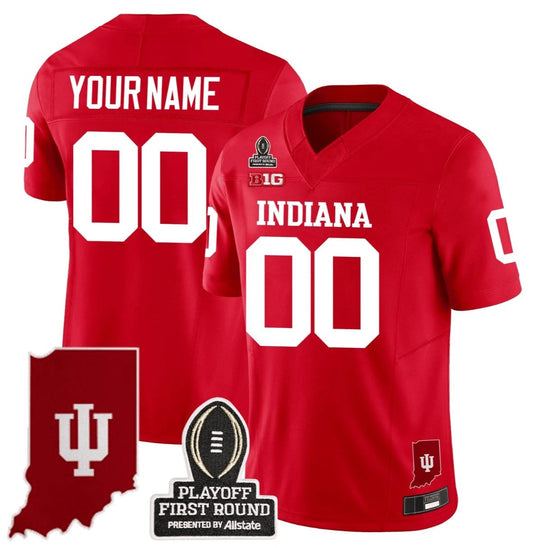 Custom Indiana Hoosiers Jersey Name, Number CFP First Round Patch Football Red by NCAA Football Jersey
