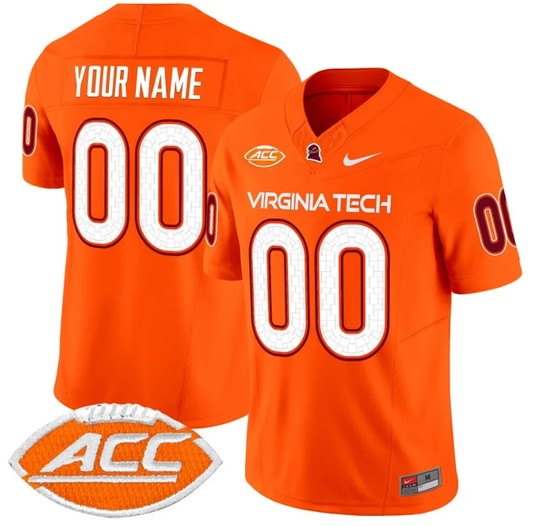 Custom Virginia Tech Hokies Jersey Name and Number Vapor Limited College Football Orange by My Store