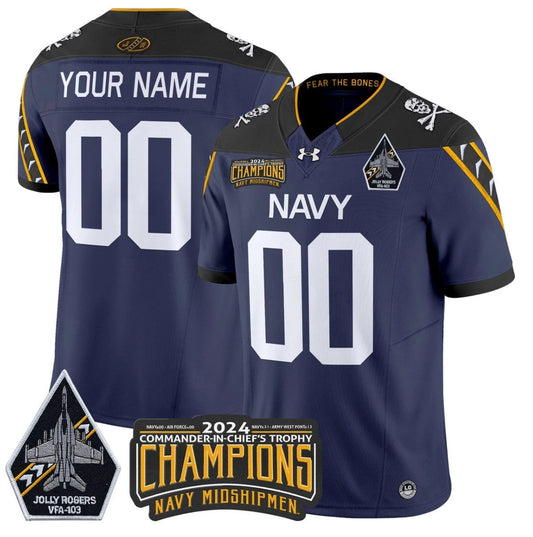 Custom Navy Midshipmen Jersey Commander-in-chief's Trophy Champions Navy by NCAA Football Jersey