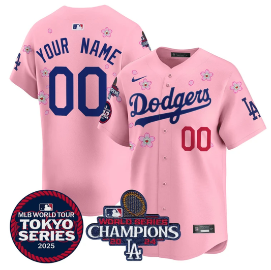 Custom Dodgers Jersey Tokyo Series 2025 World Series Champions Patch Vapor Stitched Cherry Blossom by My Store
