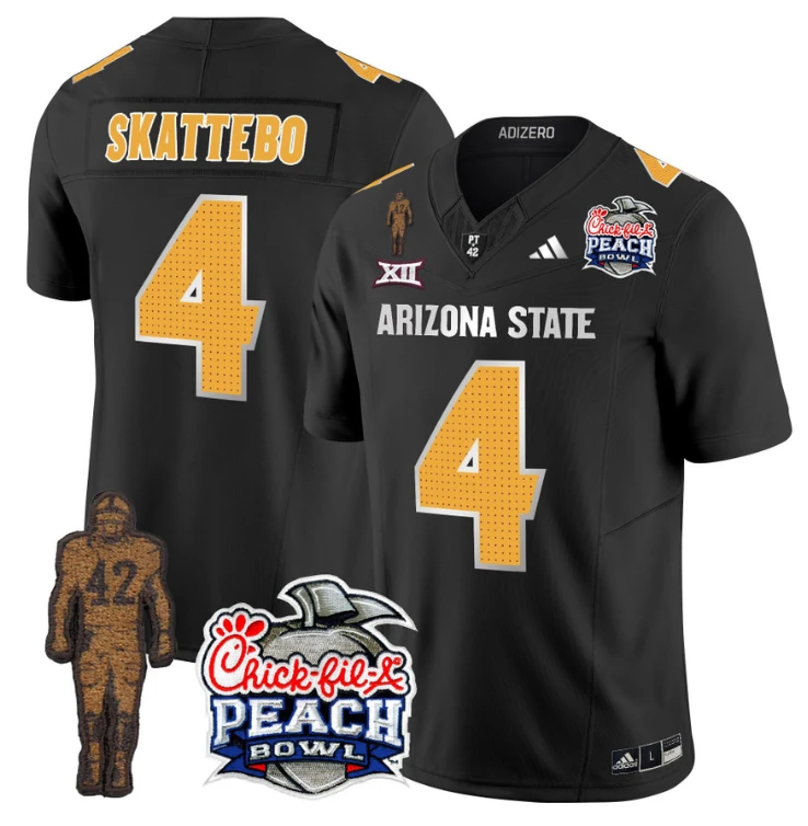 Cam Skattebo Jersey #4 Arizona State Peach Bowl Patch Football V2 Black by My Store