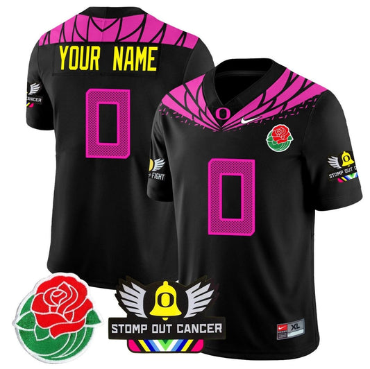 Custom Oregon Ducks Jersey 2024 Rose Bowl Patch Football Stitched Black Pink by My Store