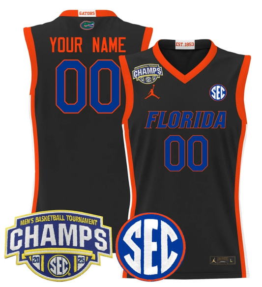 Custom Florida Gators Jersey 2025 SEC Tournament Champions Stitched Black by My store basketball