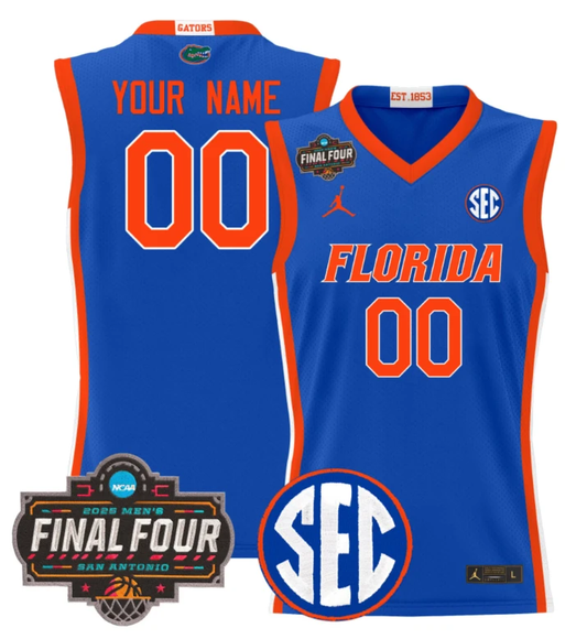 Custom Florida Gators Jersey 2025 Final Four Patch Basketball Stitched Royal by My store basketball