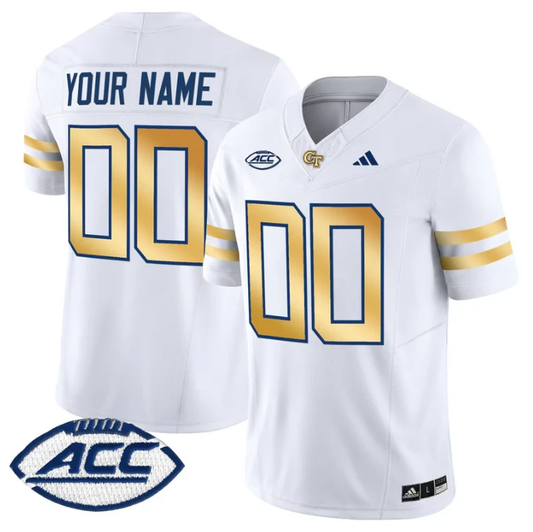 Custom Georgia Tech Yellow Jackets Jersey 2025 Vapor Limited Stitched White by NCAA Football Jersey