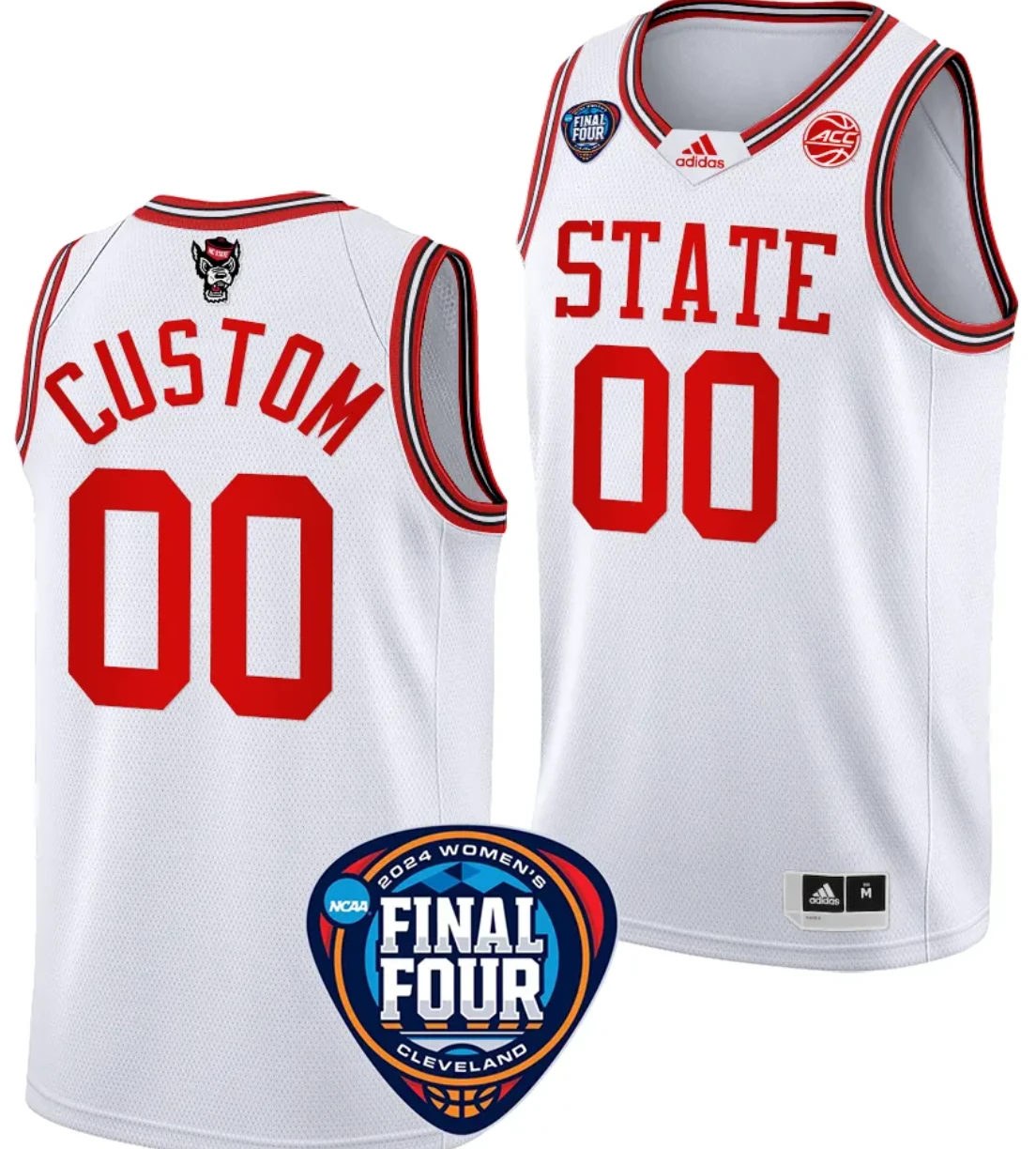 Custom NC State Wolfpack Basketball Jersey Name and Number 2024 NCAA March Madness Final Four White by My store basketball