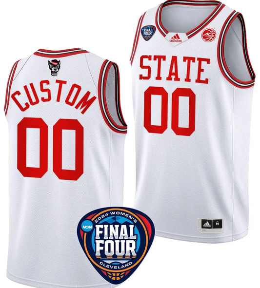 Custom NC State Wolfpack Basketball Jersey Name and Number 2024 NCAA March Madness Final Four White by My store basketball