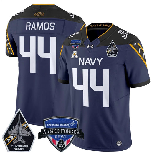 Colin Ramos Jersey #44 Navy Midshipmen 2025 Armed Forces Bowl Patch Navy by My Store