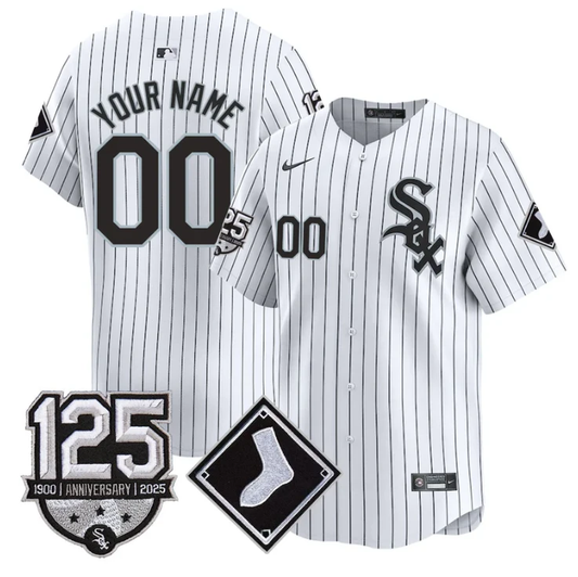 Custom Chicago White Sox Jersey Name, Number 125th Anniversary Stitched White by My Store
