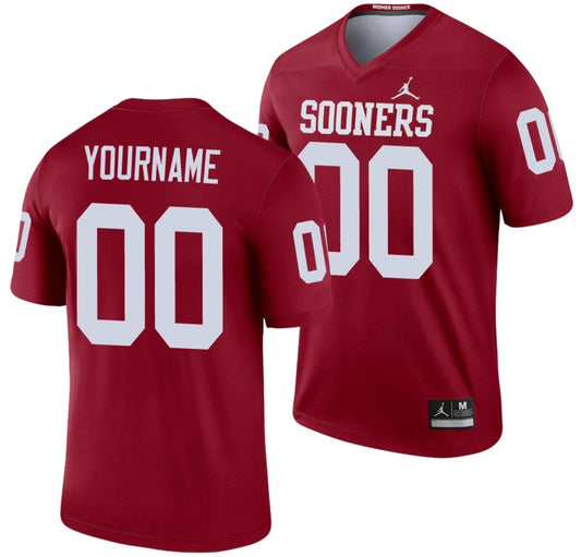 Custom Oklahoma Sooners Jersey Name and Number NCAA College Football Legend Crimson by My Store