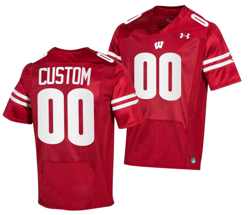 Custom Wisconsin Badgers Jersey Name and Number NCAA College Football Pick-A-Player Red by My Store