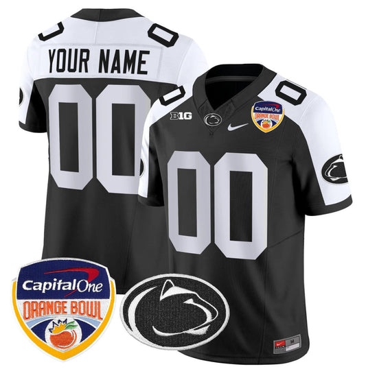 Custom Penn State Jersey Name, Number Orange Bowl Patch Stitched Black Alternate by NCAA Football Jersey