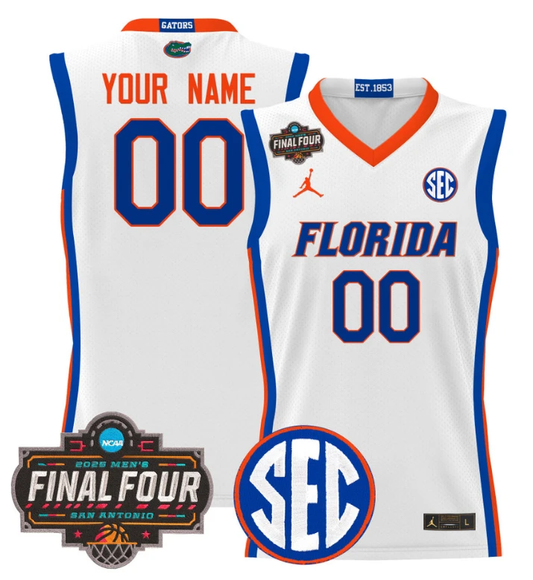 Custom Florida Gators Jersey 2025 Final Four Patch Basketball Stitched White by My store basketball