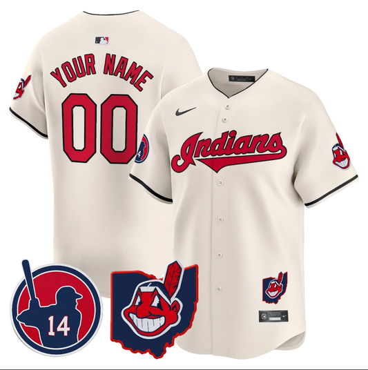 Custom Cleveland Indians Jersey Larry Doby Patch Vapor Premier Limited Stitched Cream by My Store