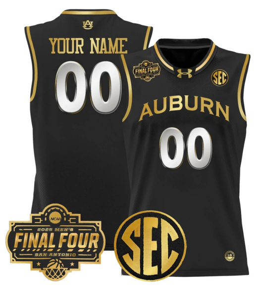 Custom Auburn Tigers Jersey 2025 Final Four Patch Basketball Stitched Black Gold by My store basketball