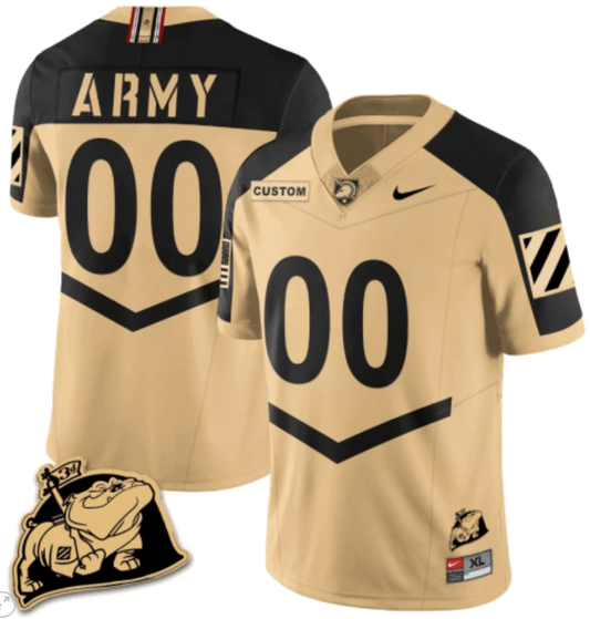 Custom Army Black Knights Jersey Name and Number Rocky The Bulldog Patch Vapor Limited College Football Stitched Gold Alternate by My Store