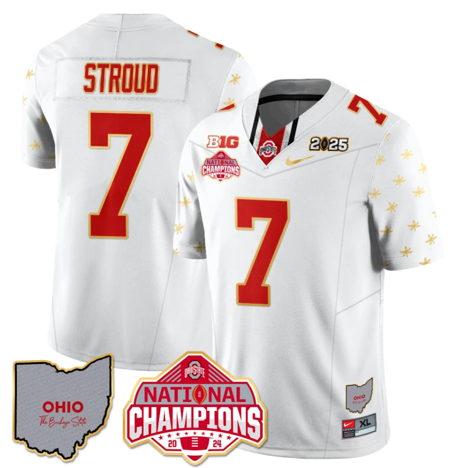 C J Stroud Jersey #7 Ohio State National Champions 2025 Patch White Limited by My Store