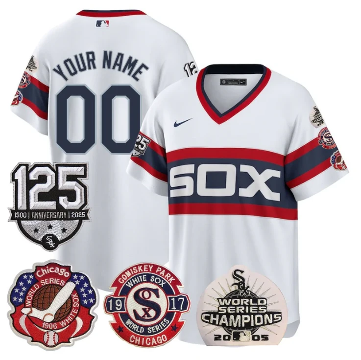 Custom Chicago White Sox Jersey 125th Anniversary World Series Champions Stitched White 1983 by My Store