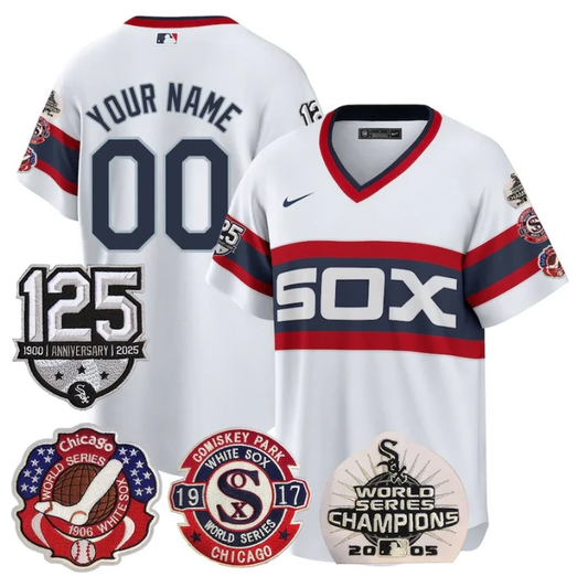 Custom Chicago White Sox Jersey 125th Anniversary World Series Champions Stitched White 1983 by My Store