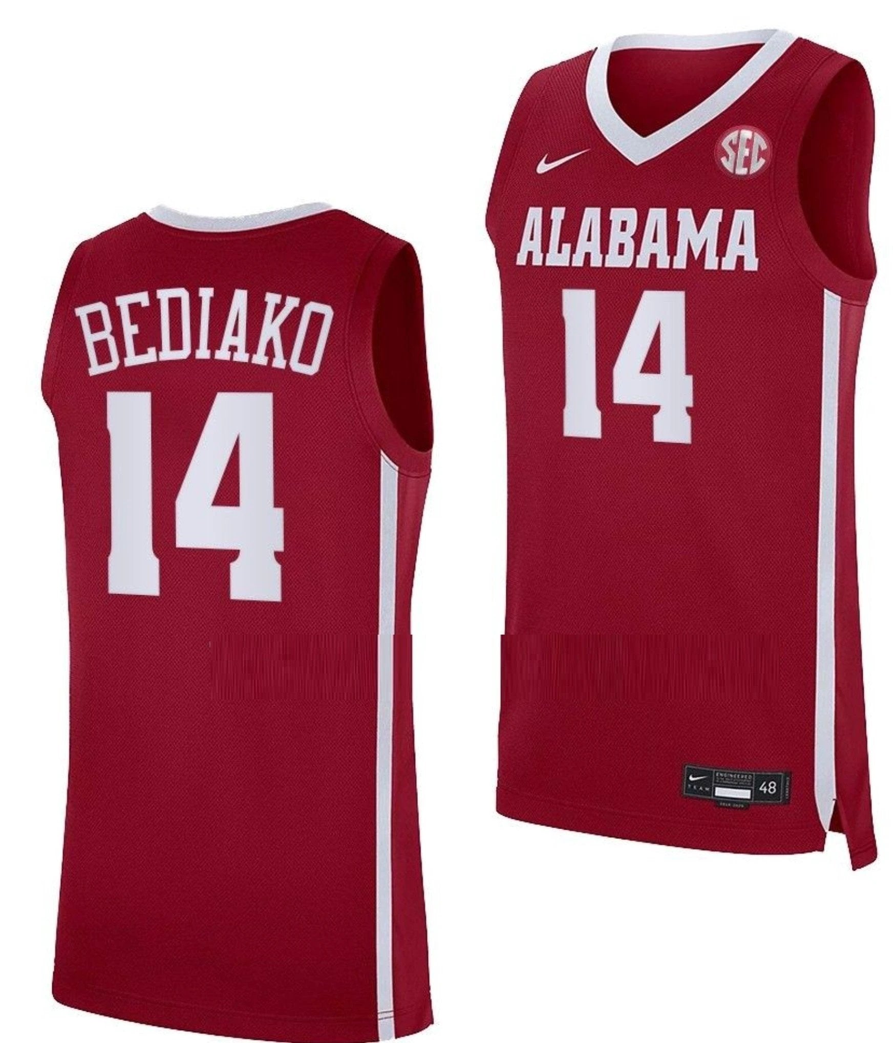 Charles Bediako Jersey Alabama Crimson Tide College Basketball Crimson #14 by My store basketball