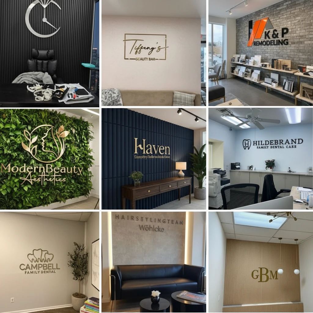 Custom Logo Sign Brushed Metal Logo 3D Design Personalized Signage by Neonchics