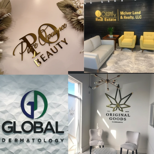 Custom Logo Sign Brushed Metal Logo 3D Design Personalized Signage by Neonchics