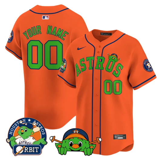 Custom Astros Jersey Name, Number Orbit Patch Vapor Premier Limited V3 Stitched Orange by My Store