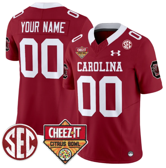 Custom South Carolina Gamecocks Jersey Cheez-It Citrus Bowl Patch Garnet by My Store