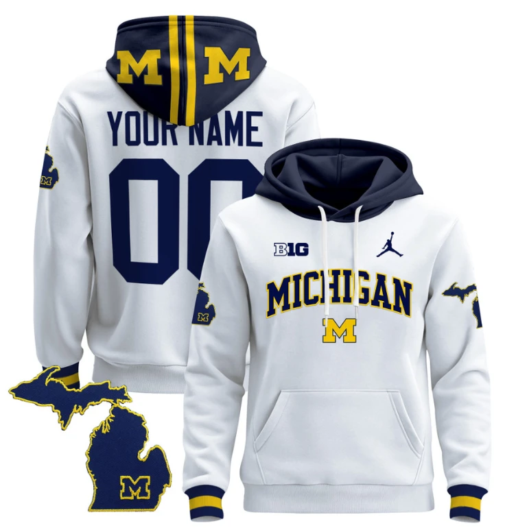 Custom Michigan Wolverines Hoodie Name, Number 2024 Pullover V2 Maize Alternate by Hoodie Pullover