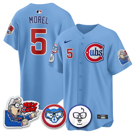 Christopher Morel Jersey #5 Chicago Cubs Harry Caray Holy Cow Patch Premier Limited Stitched Blue by My Store