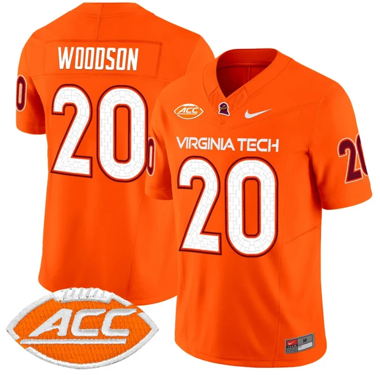 Caleb Woodson Jersey #20 Virginia Tech Hokies Vapor Limited College Football Orange by My Store
