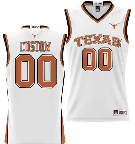 Custom Texas Longhorns Jersey Name and Number NIL College Basketball Lightweight White by My store basketball