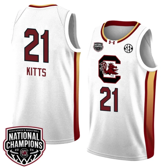 Chloe Kitts Jersey #21 South Carolina Gamecocks 2024 NCAA Basketball National Champions White Yellow by My store basketball