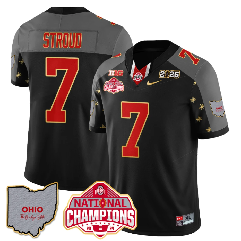 C J Stroud Jersey #7 Ohio State National Champions 2025 Patch by My Store NCAA Football Jerseys