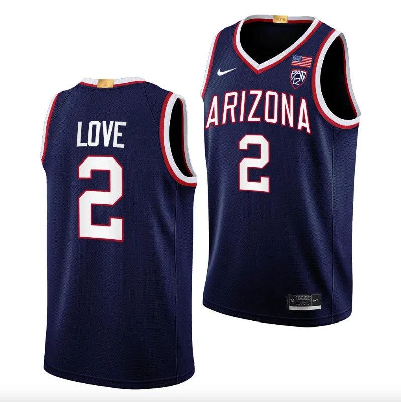 Caleb Love Jersey #2 Arizona Wildcats College Basketball Navy by My store basketball