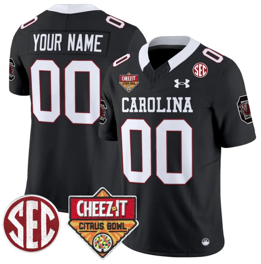 Custom South Carolina Gamecocks Jersey Cheez-It Citrus Bowl Patch Black by My Store