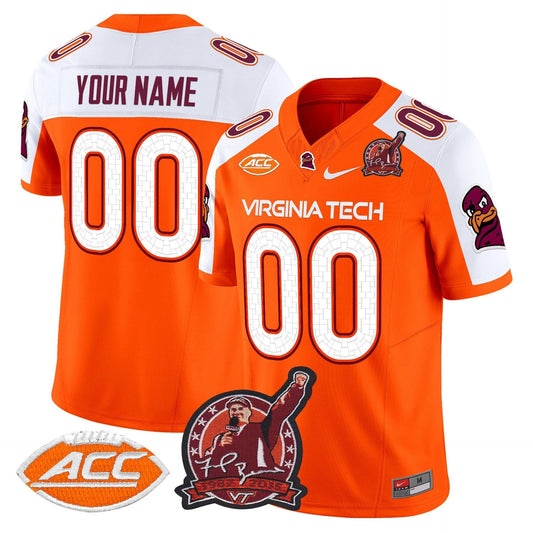 Custom Virginia Tech Hokies Jersey Coach Frank Beamer Patch 2025 Orange Alter by My Store