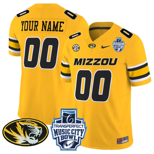 Custom Missouri Tigers Jersey 2024 Music City Bowl Football Gold by My Store