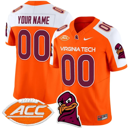 Custom Virginia Tech Hokies Jersey Name and Number Vapor Limited College Football Orange Alternate by My Store