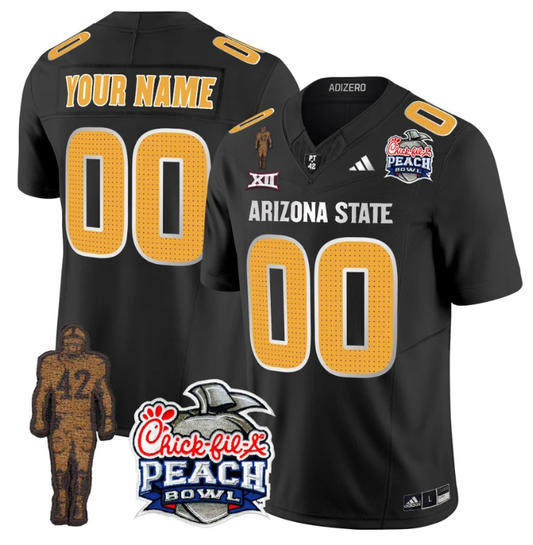 Custom Sun Devils Pat Tillman Jersey Arizona State Peach Bowl V2 Black by My Store