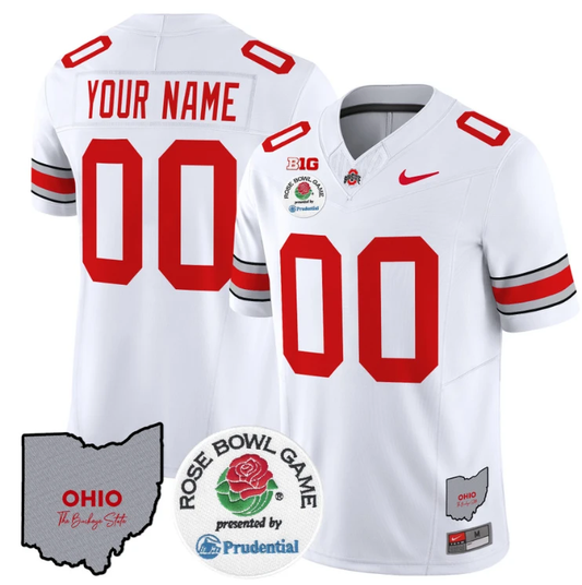 Custom Ohio State Buckeyes Jersey Rose Bowl Vapor Limited V2 Stitched White (Copy) by My Store