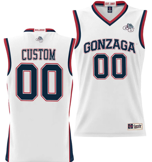 Custom Gonzaga Bulldogs Jersey Name and Number NIL College Basketball White by My store basketball